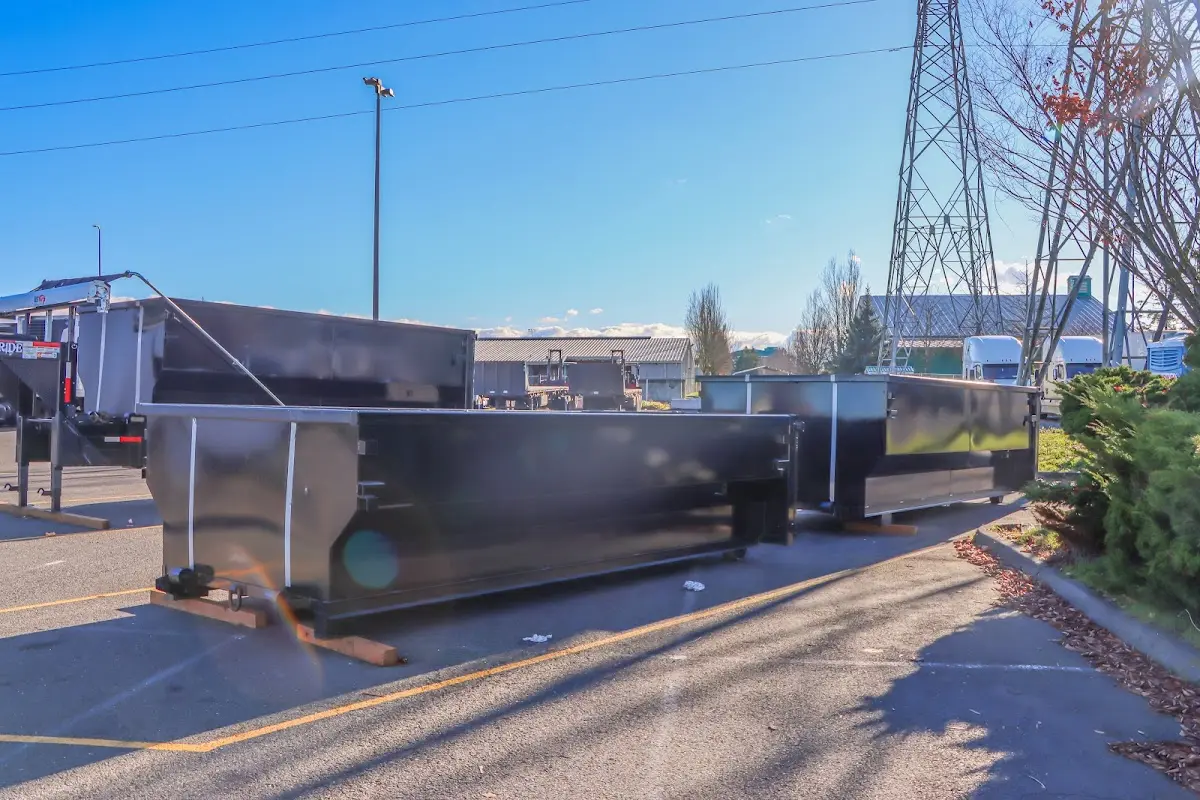 Roll-off dumpster ready for waste disposal at job site for 2 Yard Dumpster Rental in Antioch